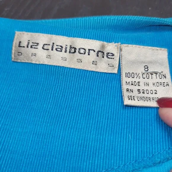 Liz Claiborne Casual Turquoise Soft Corduroy Dress - Picture 5 of 15